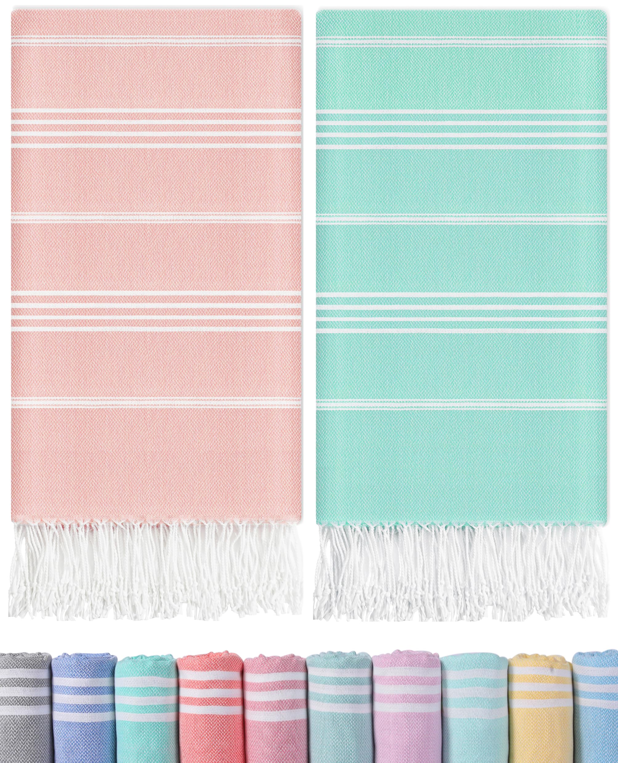 2 Packs Cotton Turkish Beach Towels Swim Towel Compact Oversized Sand Free Quick Dry Thin Clearance Luxury Best Organic Linen Ba