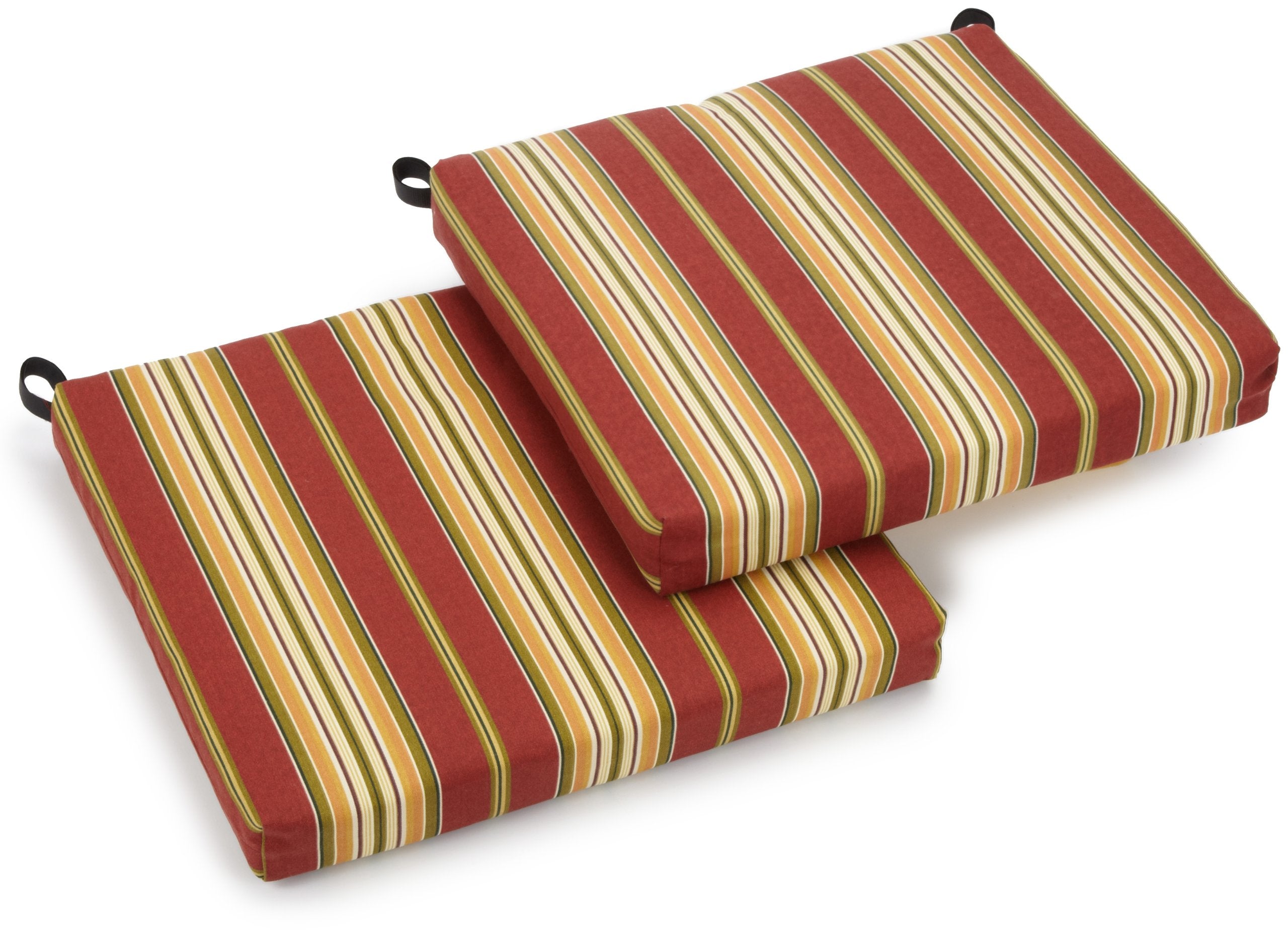 Blazing Needles Outdoor Spun Poly 19-Inch by 20-Inch by 3-1/2-Inch All Weather UV Resistant Zippered Cushions, Kingsley Stripe R