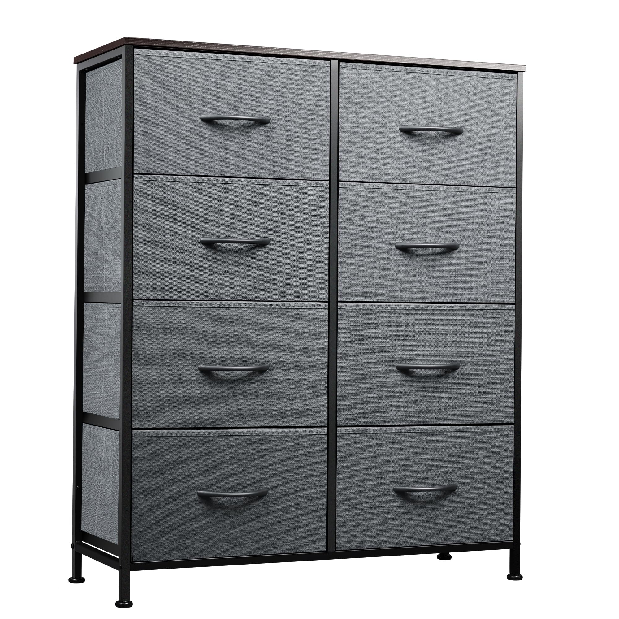 WLIVE Fabric Dresser for Bedroom, Tall Dresser with 8 Drawers, Storage Tower with Fabric Bins, Double Dressers, Chest of Drawers