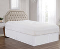 Sheets & Beyond Super Soft Solid Brushed Microfiber 14' Pleated Bed Skirt/Dust Ruffle (Full Size, White)