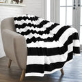 Pavilia Striped Throw Blanket For Sofa Couch | Soft Flannel Fleece Stripe Black And White Decorative Throw | Warm Cozy Lightweig