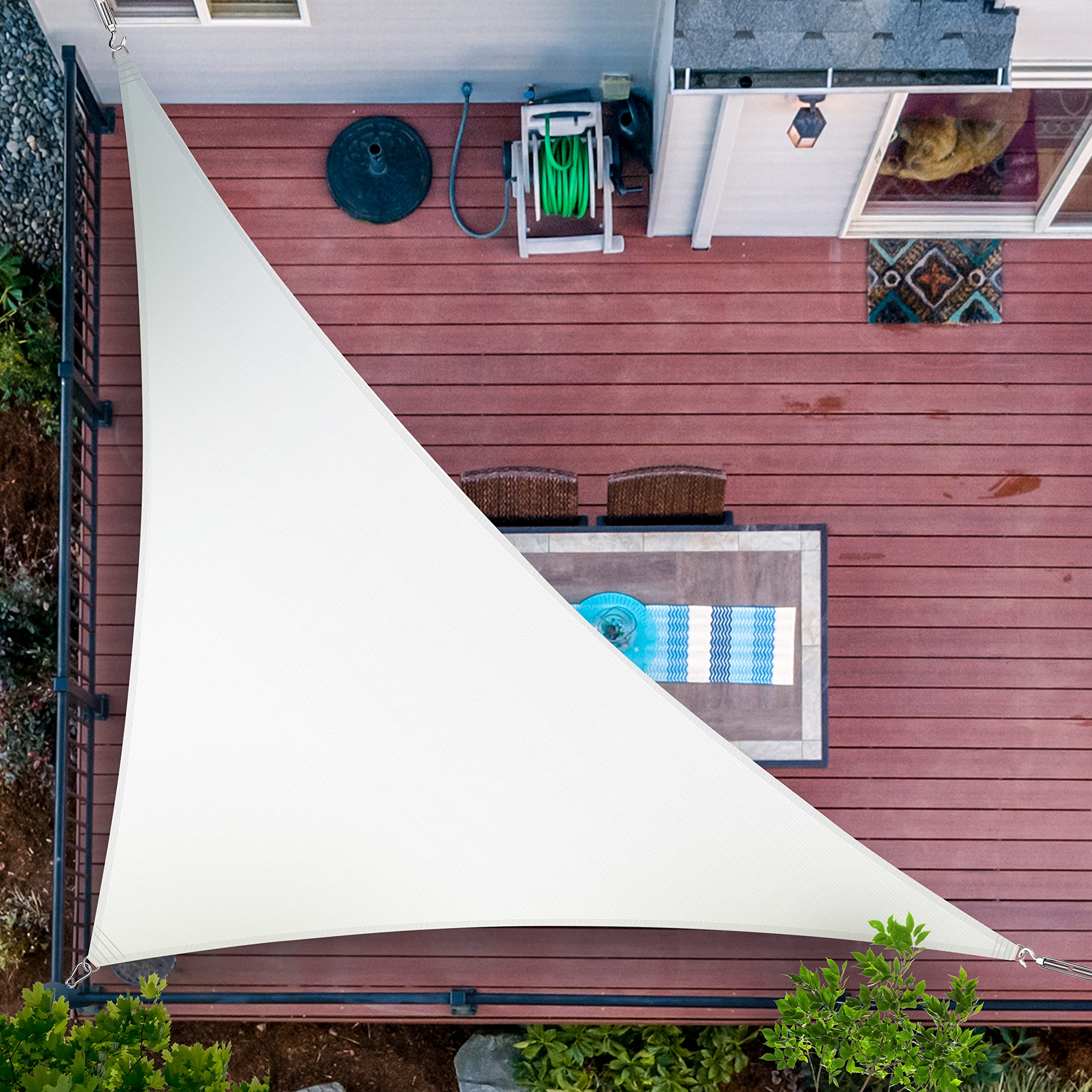 Shademart 12' X 24' X 26.8' White Sun Shade Sail Upf50 Right Triangle Smtaprt20 Canopy Fabric Cloth Screen, Water Air Permeable