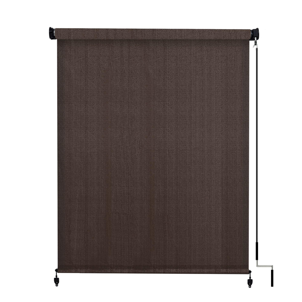 Vicllax Outdoor Roller Shade, Patio Cordless Blinds Roll Up Shade 6X6Ft, Chocolate