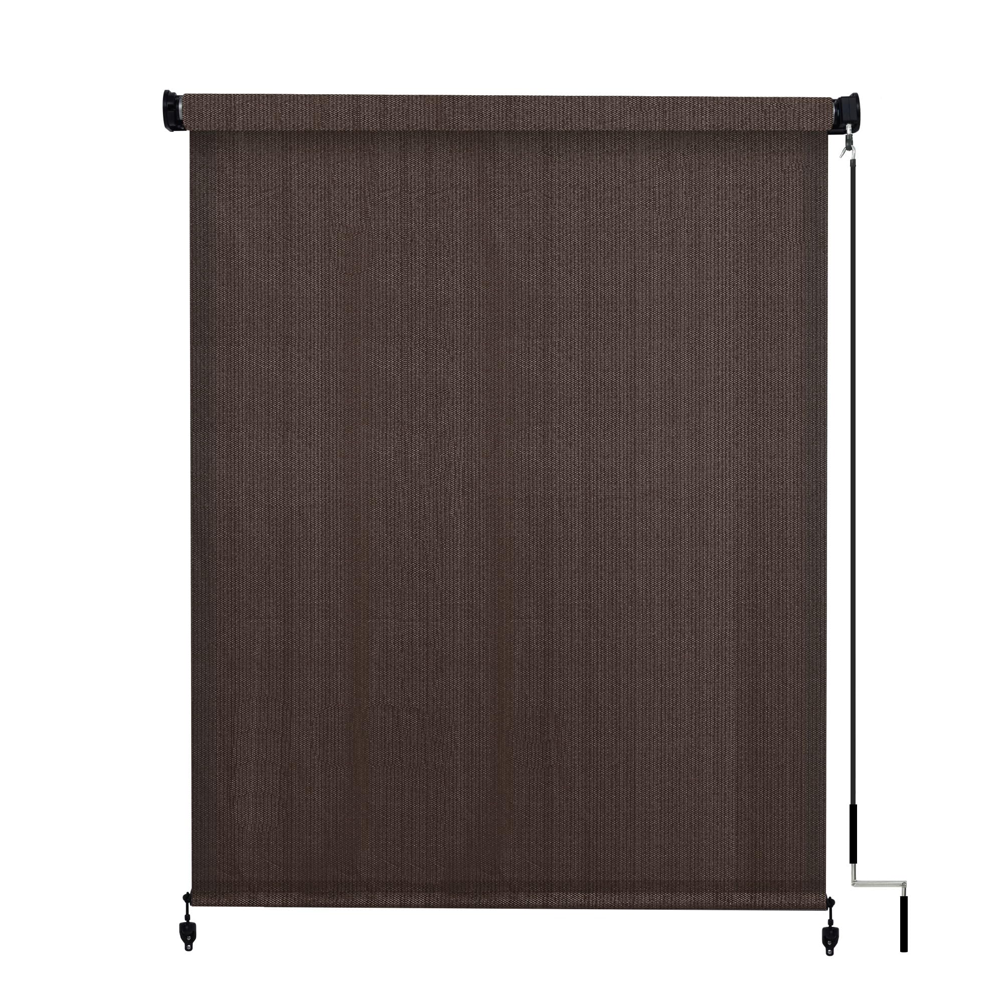 Vicllax Outdoor Roller Shade, Patio Cordless Blinds Roll Up Shade 6X6Ft, Chocolate
