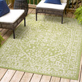 Jonathan Y Smb104D-4 Malta Bohemian Medallion Textured Weave Indoor Outdoor Area Rug, Coastal Traditional Transitional Easy Cleaning,Bedroom,Kitchen,Backyard,Patio,Non Shedding 4 X 6, Green/Cream