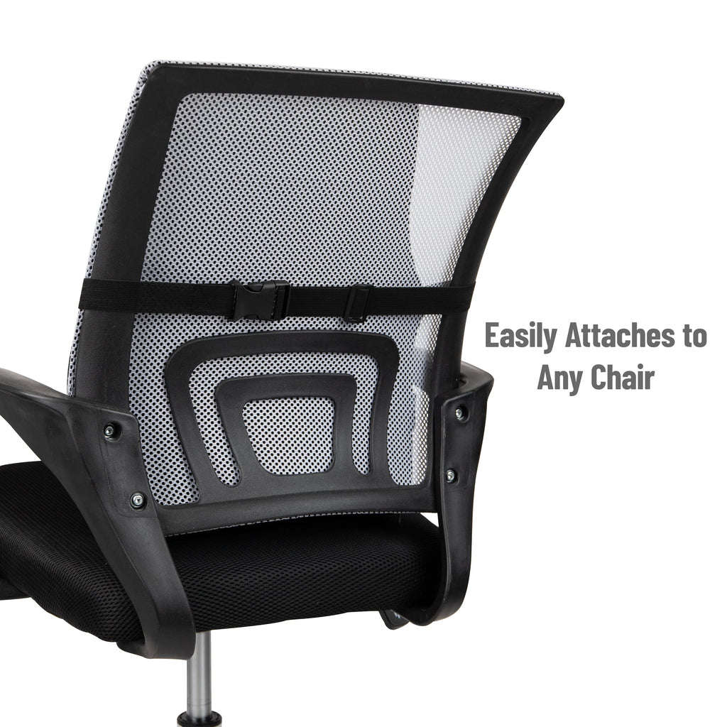 Mind Reader Ergonomic Lower Back Cushion, Office Chair Support, Posture Corrector, Memory Foam, 17'' L X 14.75'' W X 5'' H, Blac