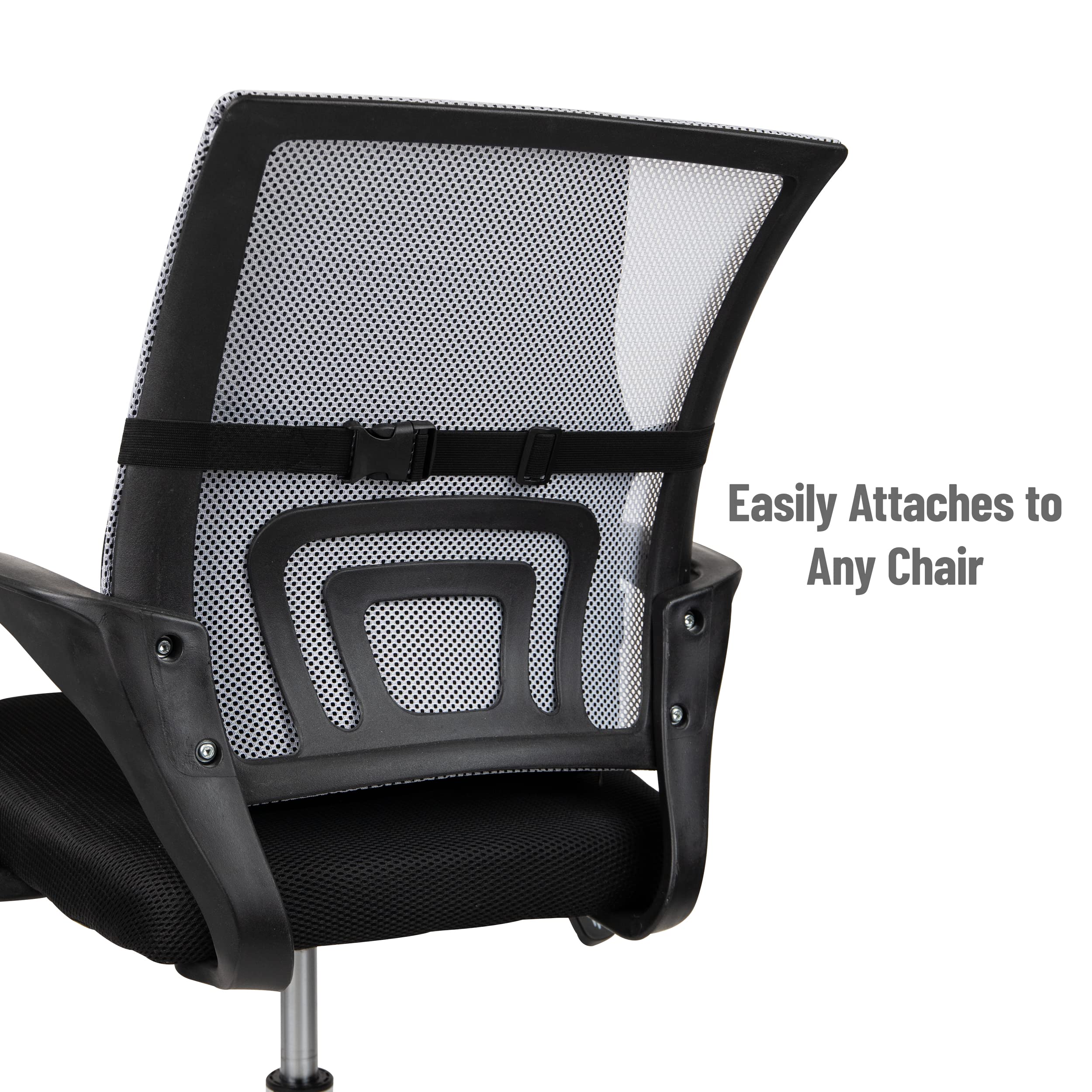 Mind Reader Ergonomic Lower Back Cushion, Office Chair Support, Posture Corrector, Memory Foam, 17'' L X 14.75'' W X 5'' H, Blac