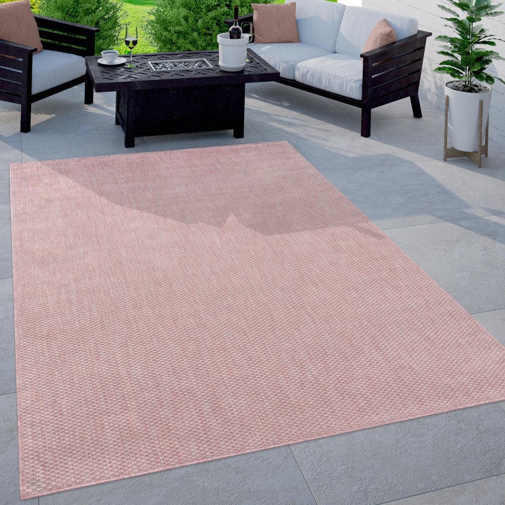 Solid Outdoor Rug For Patio Or Balcony Waterproof In Mottled Pink, Size: 6'7' X 9'2'