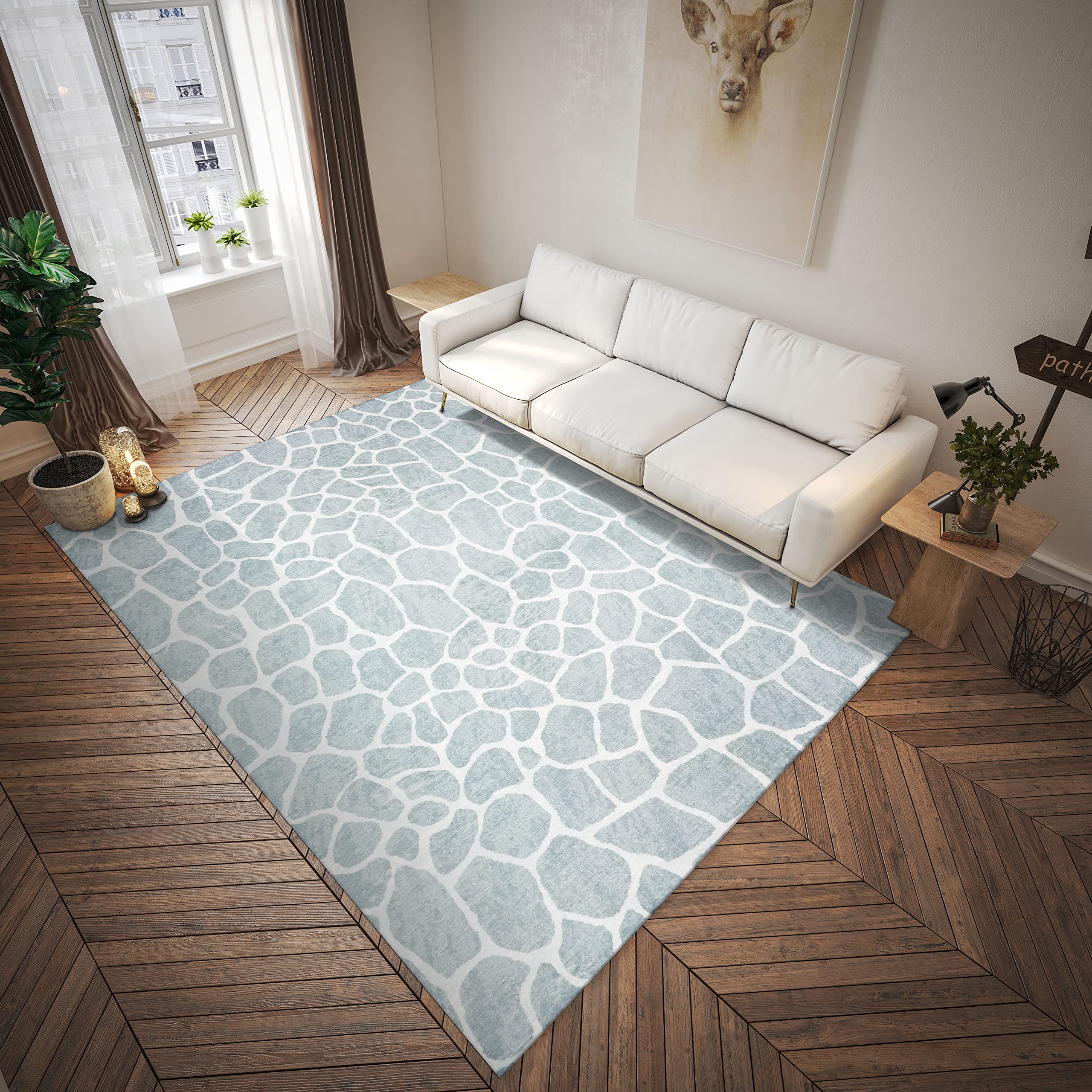 Dalyn Rugs Akina Giraffe Animal Print Ak4 Faux Fur Flannel 8' X 8'
