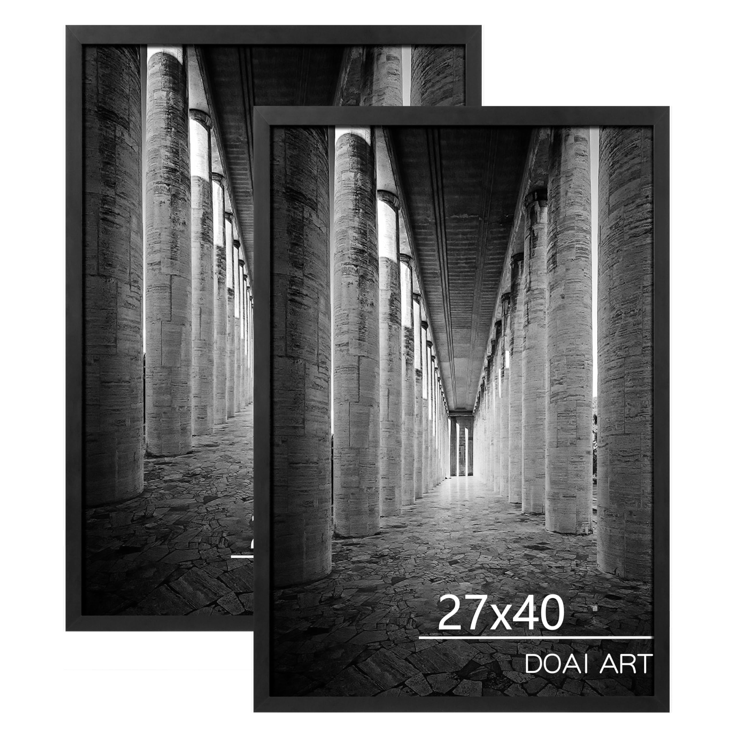 DOAI ART 27x40 Poster Frame Black 2 Pack, Poster Frames 27 x 40 inches or 27x40 Picture Frames with HD Plexiglass for Horizontal