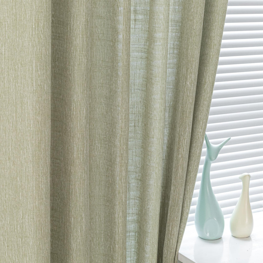 Mysky Home Patio Sage Curtains For Sliding Door, Living Room Curtains & Drapes Soft Farmhouse Window Treatments 90 Inch Length 2 Panels Set Linen Look Semi Sheer Draperies, 50' W X 90' L, Sage Green