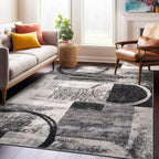 Rugshop Contemporary Abstract Circle Design Soft Area Rug 8'8'' x 12' Brown