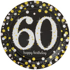 Amscan Sparkling Celebration 60 Round Prismatic Plates, 9'', Pack Of 8, Multicolor