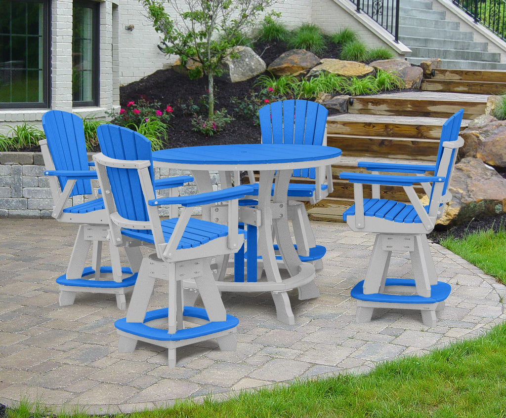 American Furniture Classics Five Piece Round Counter Height Dining Set, Blue/White