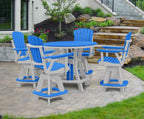 American Furniture Classics Five Piece Round Counter Height Dining Set, Blue/White