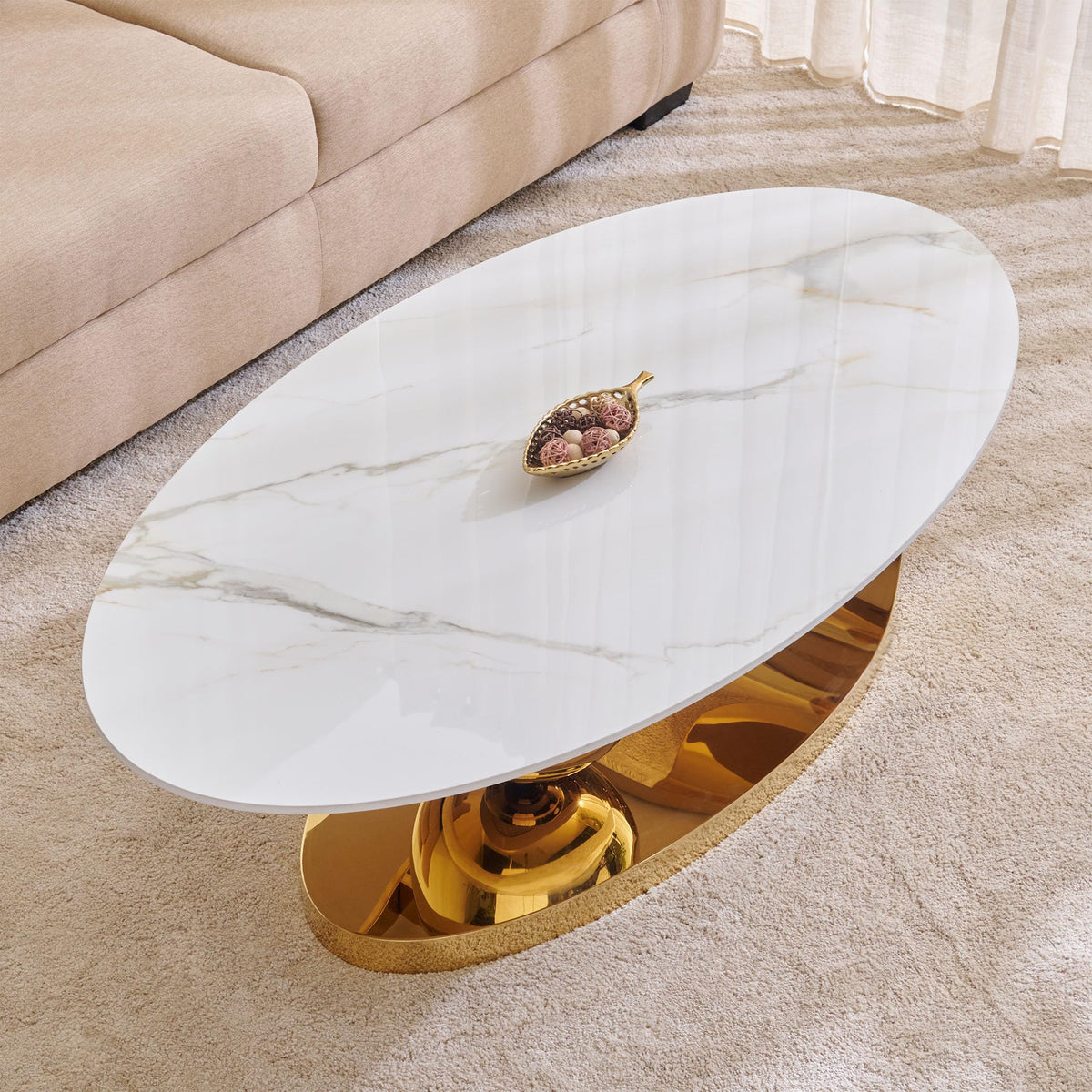 Home Centre | Stockholm Ceramic Top Coffee Table White | Center Table For Living Room | White | 1 Year Warranty