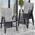 Vimstora Patio Chairs Set Of 6, Stackable Outdoor Dining Chairs For All Weather Textilene Fabric & Metal Frame, Outdoor Chairs S