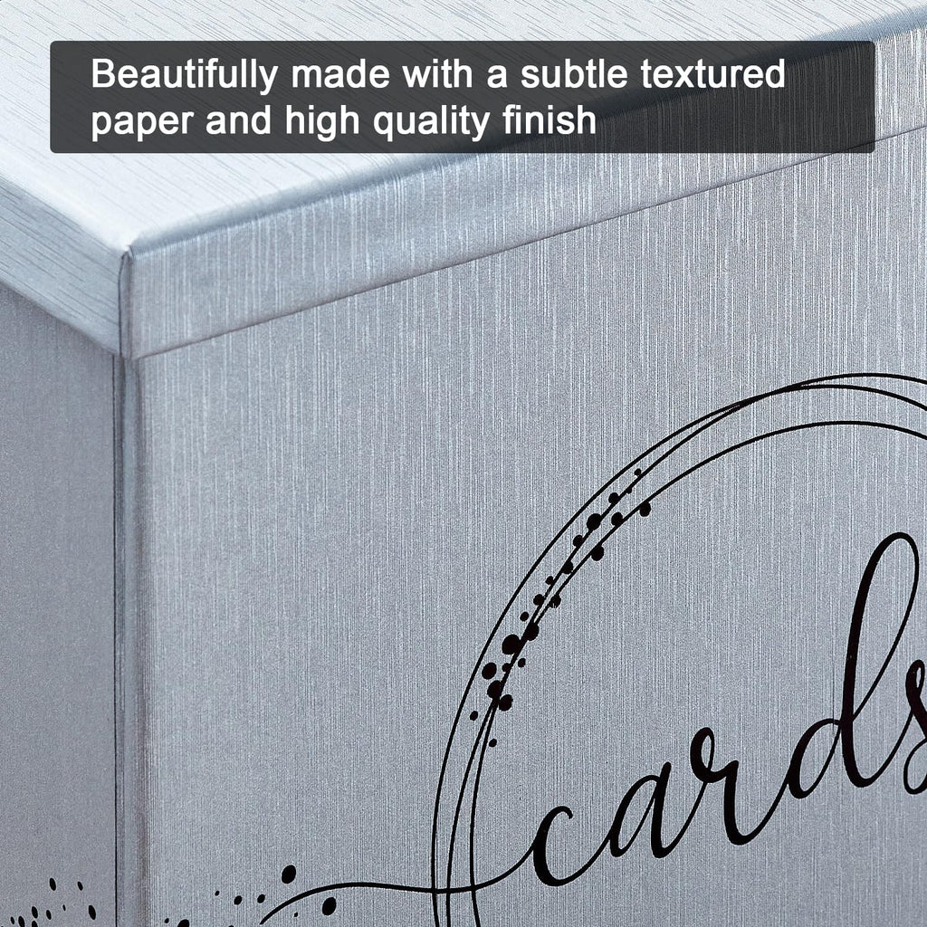 Silver Card Box For Party, Large 10X10 Wedding Reception Envelope Box, Gray & Black Money Gift Card Box For Funeral Memorial, Bi