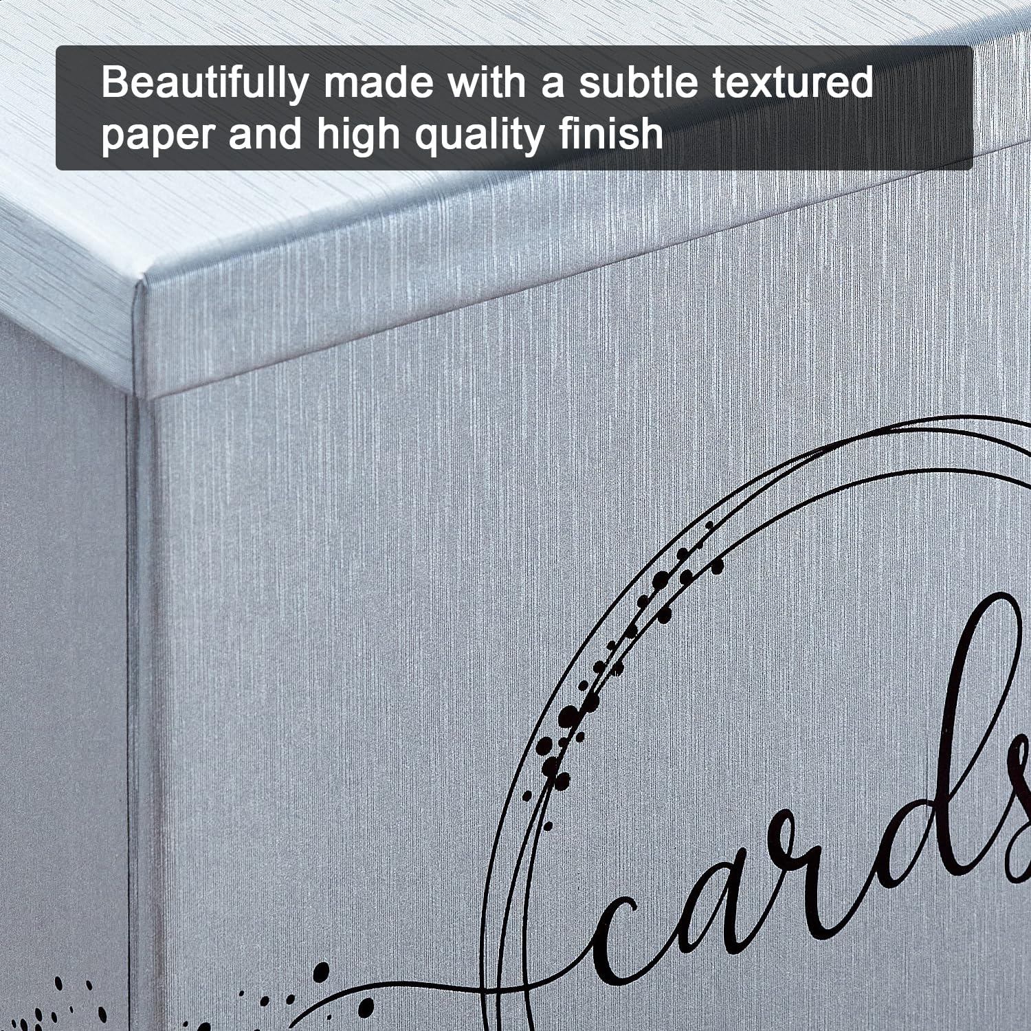 Silver Card Box For Party, Large 10X10 Wedding Reception Envelope Box, Gray & Black Money Gift Card Box For Funeral Memorial, Bi