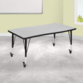 Flash Furniture Wren Mobile 28W x 47.5L Rectangular Wave Flexible Collaborative Grey Thermal Laminate Activity Table - Height Ad