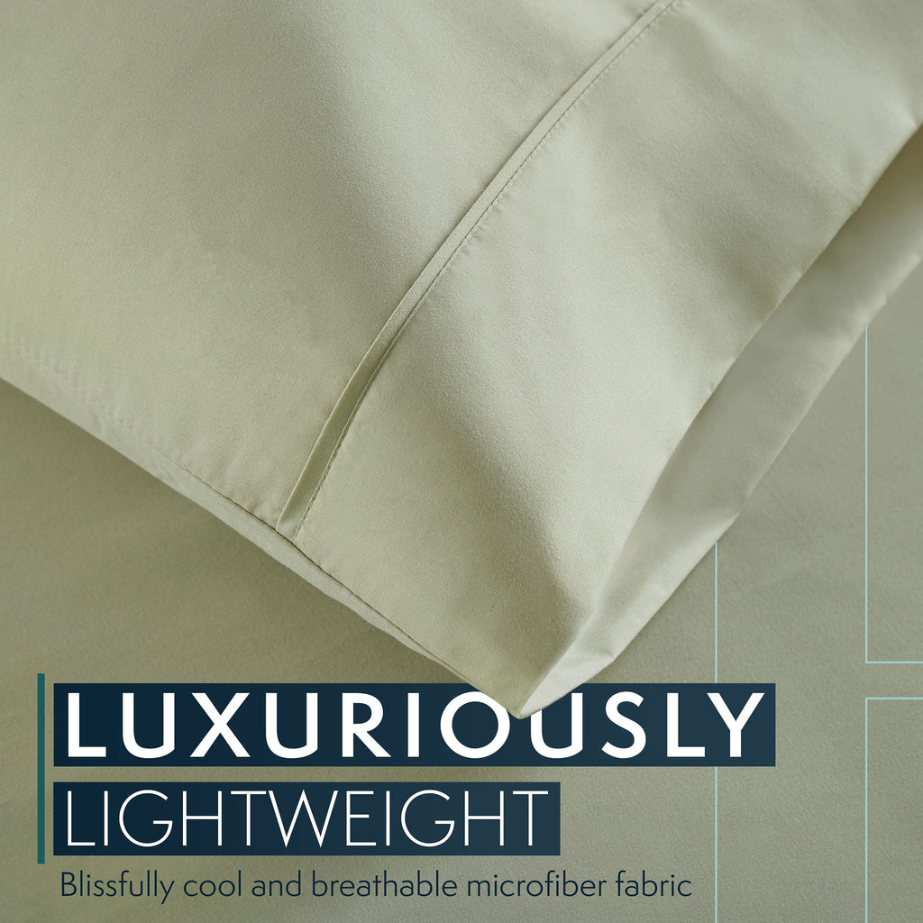 Hc Collection King Pillow Cases Set Of 2- Microfiber, Extra Soft Pillowcases - Easy Care & Machine Washable - Sage