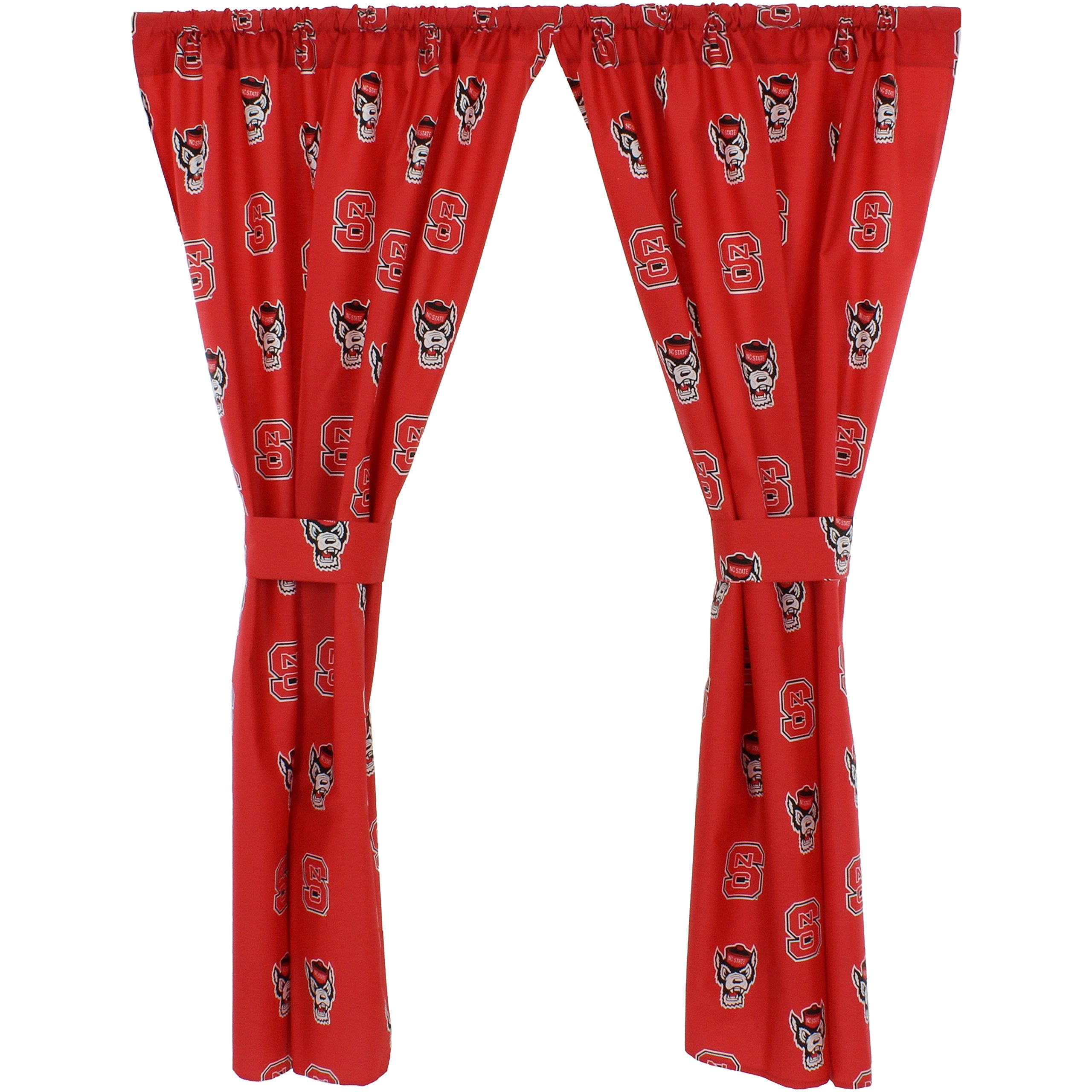College Covers Everything Comfy North Carolina State Wolfpack Curtain Panel Set, 2 Panels, 2 Matching Tie Backs, 42 inches Wide 