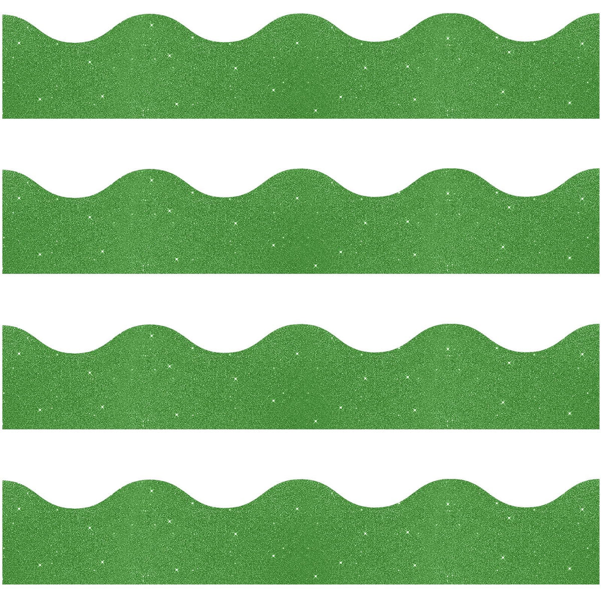 Spakon 55.8 Feet Bulletin Board Border Glitter Scalloped Borders Decorative Bulletin Board Trim Poster Decoration Strips(Green)