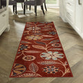 Maples Rugs Reggie Floral Runner Rug Non Skid Hallway Entry Carpet [Made in USA], Merlot, 2 x 9