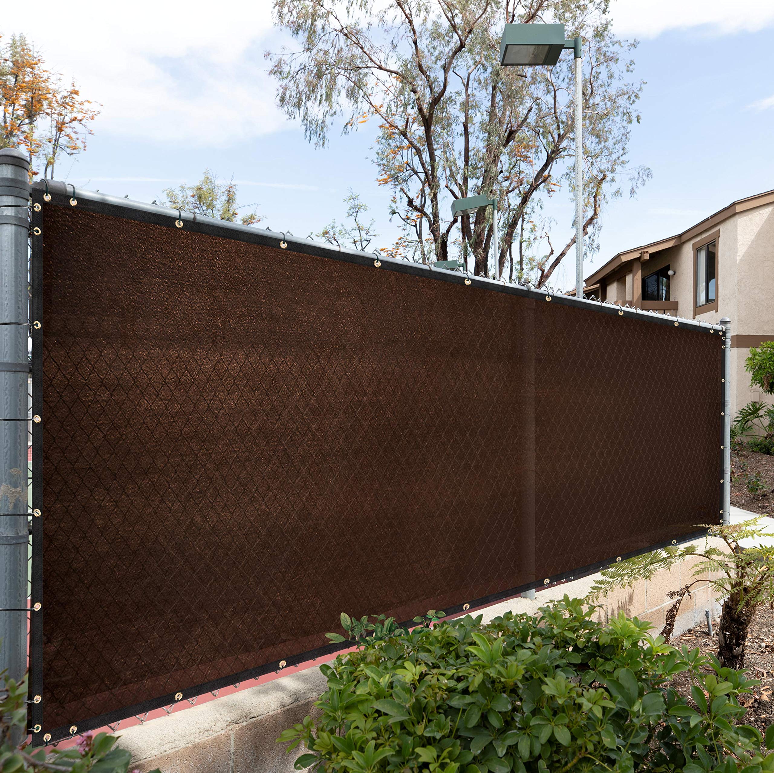 Royal Shade Custom Size 4' X 9' Brown Fence Privacy Screen Windscreen Cover Netting Mesh Fabric Cloth - Cable Zip Ties Included