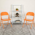 4 Pk. Orange Marmalade Triple Braced & Double Hinged Metal Folding Chair
