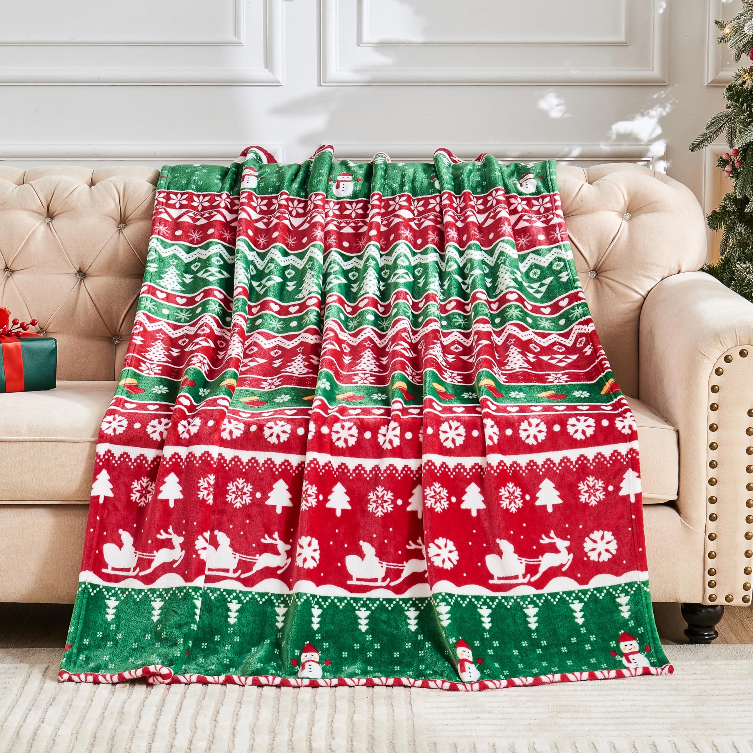 Edenleaf Christmas Blanket Soft Cozy Snowflake Reindeer Blanket, Christmas Throw Blankets For Couch Bed Home Decor Gifts, Fuzzy