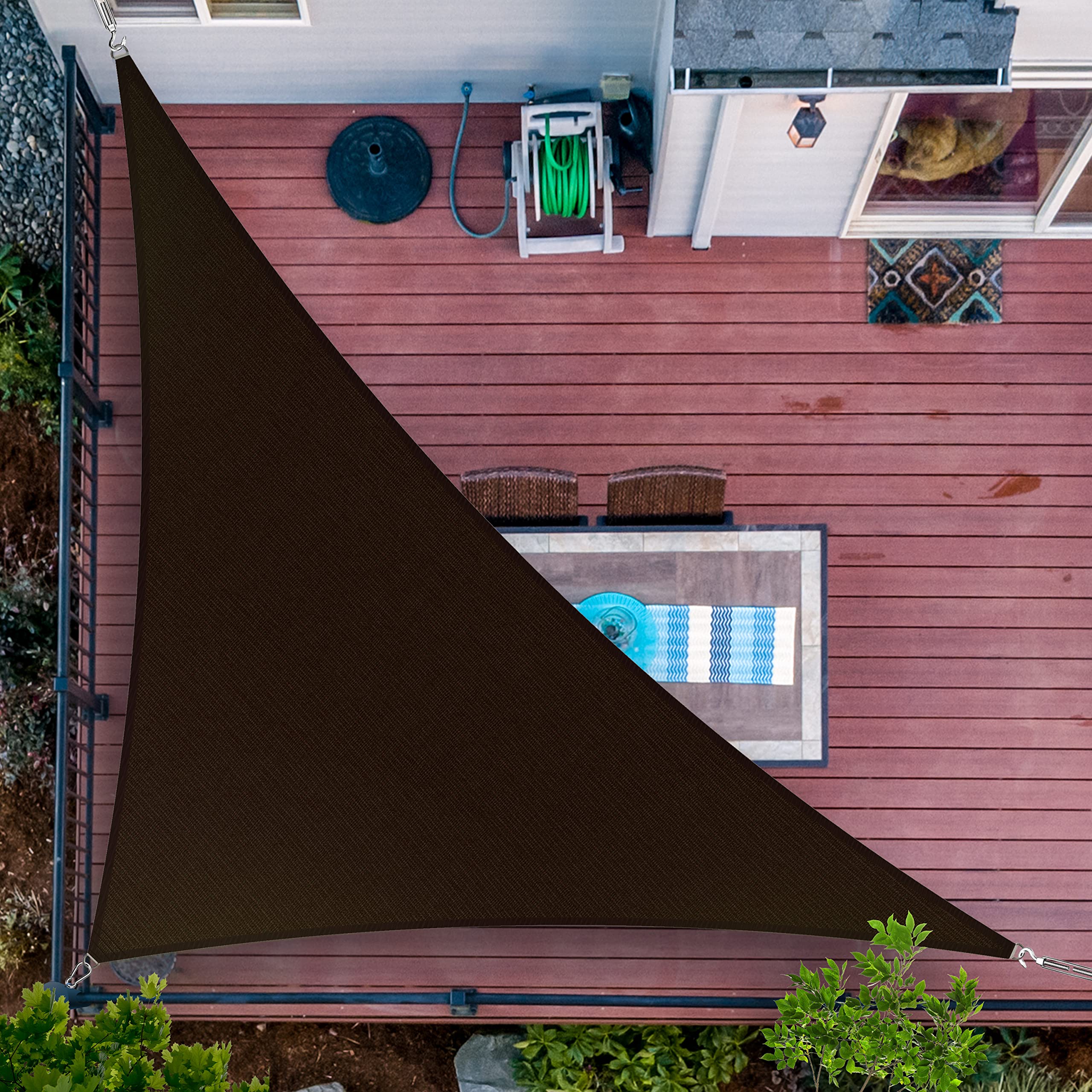 Shademart 7' X 8' X 10.6' Brown Sun Shade Sail Upf50 Right Triangle Smtapt16 Canopy Fabric Cloth Screen, Water Air Permeable & U
