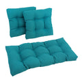 Blazing Needles Indoor/Outdoor Tufted Settee Cushion Set, Aqua Blue 3 Count