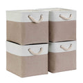 Mangata 33x33x33cm Cube Storage Boxes 4Pcs Light Khaki White Baskets