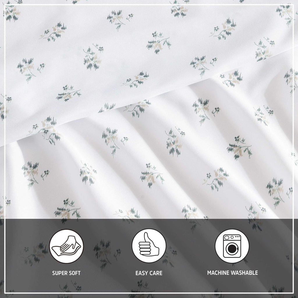 Wrangler - Sheet Set, Breathable & Wrinkle Resistant Bedding, Includes Matching Sham & Pillowcase, Yellowstone Inspired, Floral Luxurious Bedding Set (Sketchy Ditsy Green, Twin)