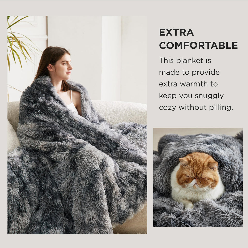 Bedsure Ultra Soft Fluffy Twin Blanket For Bed - Fuzzy Faux Fur Blanket With Cozy Sherpa Fleece, Decorative Gift Blanket, Plush