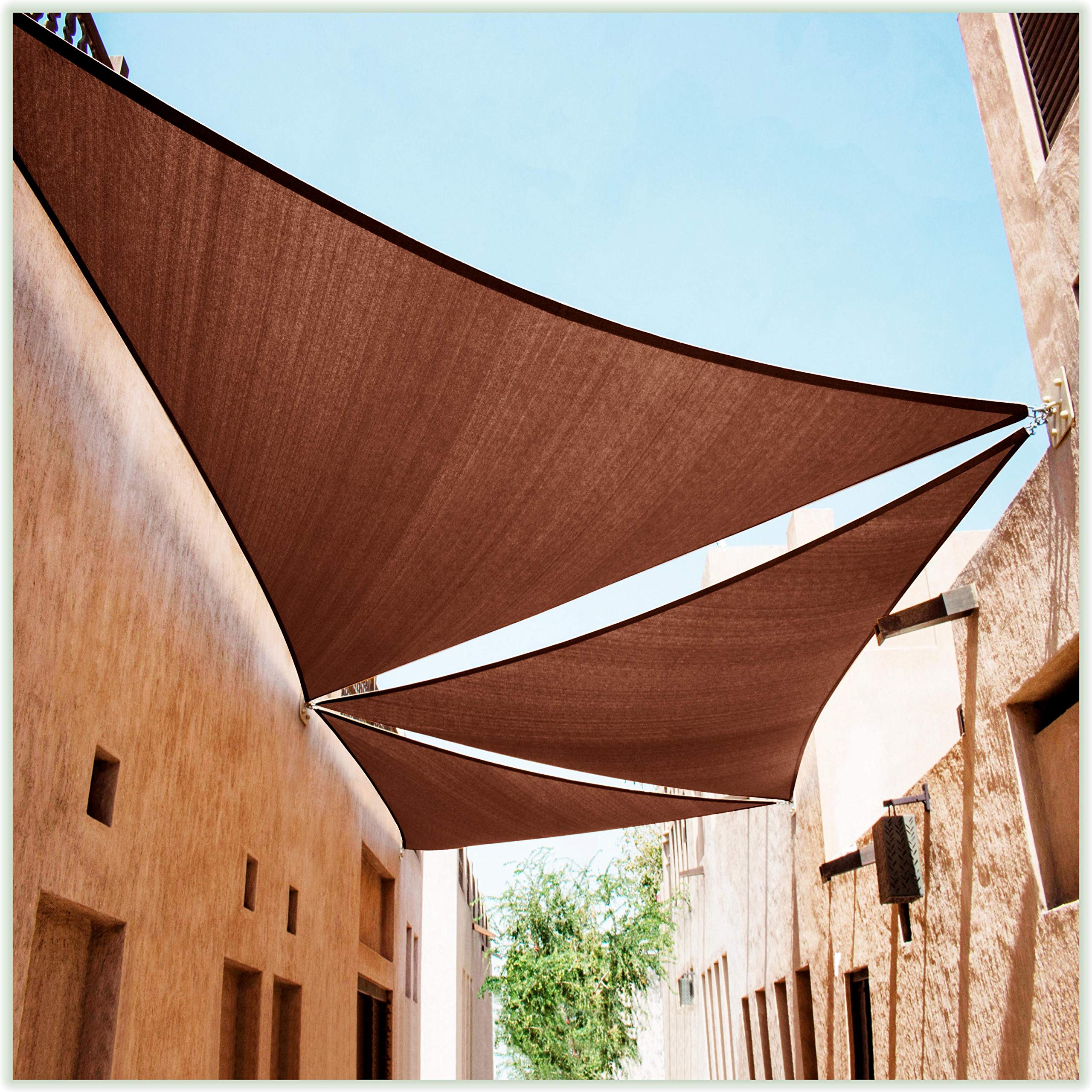 Colourtree 10' X 10' X 14' Brown Sun Shade Sail Right Triangle Canopy Fabric Cloth Screen Taprt10 & Water Permeable & Uv Resista