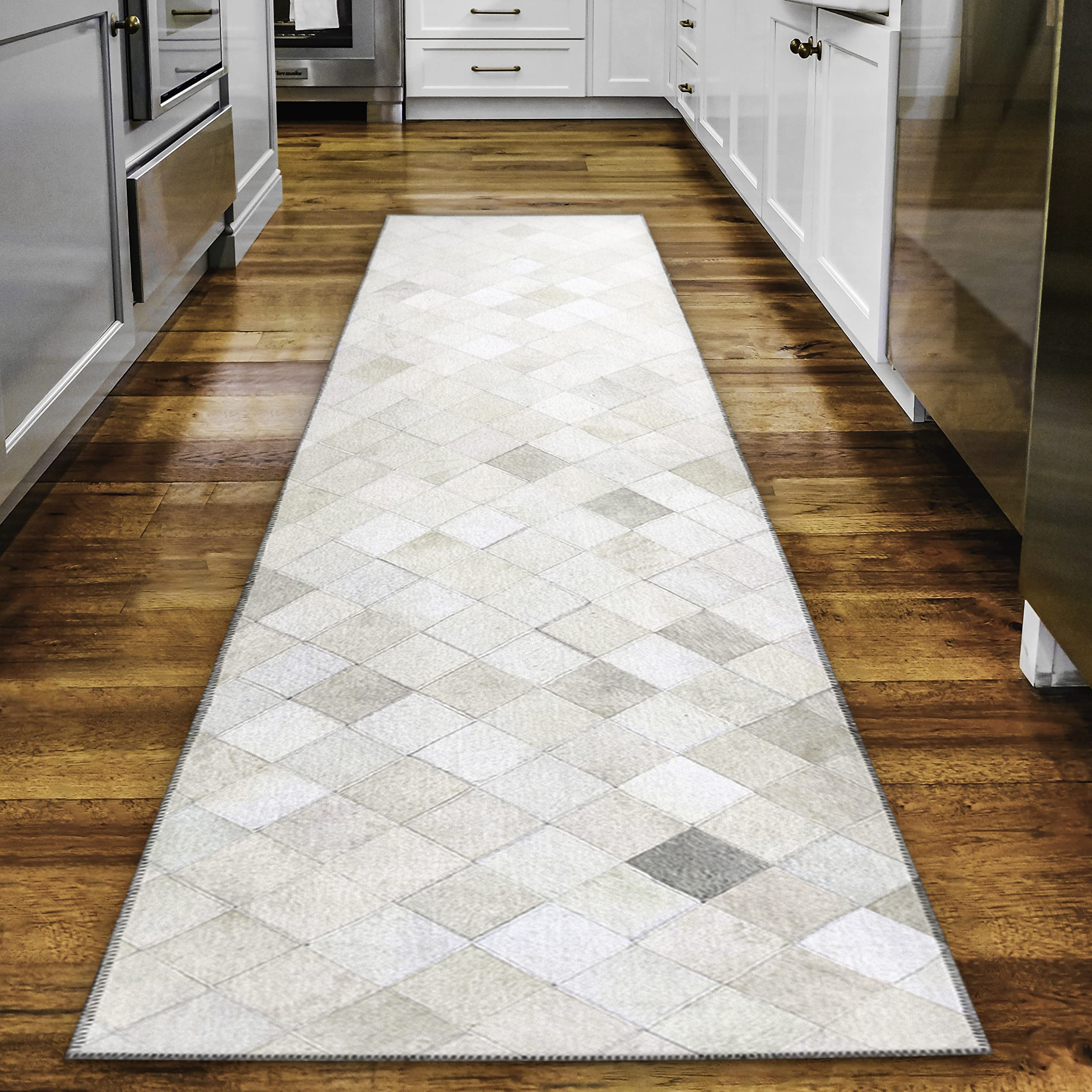 Dalyn Rugs Stetson Patchwork Faux Cowhide Ss2 Linen 2'3" X 7'6"