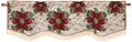 Violet Linen Decorative Christmas Poinsettias Script Design Tapestry 60' X 15' Window Valance