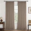Dark Flax Linen Pinch Pleated Curtains 102 Inches Long Heavy Duty Thermal Insulated Extra length Burg for Dining Room Cottage To