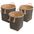 happimess Celia 3Piece Nesting Storage Baskets 20, Natural/Black