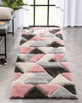 Well Woven Loecke Blush Triangle Boxes Geometric Thick Soft Plush 3D Textured Shag (2 7  x 9 10 )