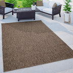 Solid Outdoor Rug For Patio Or Balcony Weatherproof In Mottled Brown, Size: 6'7' X 9'2'