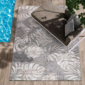 Camilson Indoor/Outdoor Rug, Beige 6X9 Leaf Tropical Botanical Area Rugs For Indoor And Outdoor Patios, Easy-Cleaning Non-Sheddi