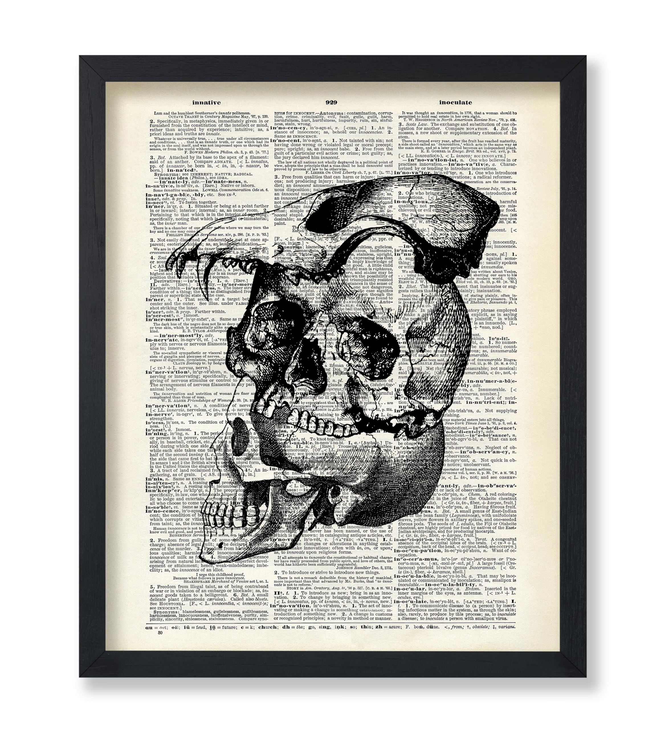 Poster Master Dictionary Art Poster - Layered Skull Print - Skeleton Art - Animal Skull Art - Gift for Him, Her - Gothic Wall De