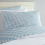 Laurel & Mayfair Classic 250Tc 100% Cotton Gingham Checkered Print Sheet Set, Cool & Crisp Percale Weave, King, Blue
