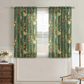 Green Floral Bird Kitchen Linen Curtains Cafe 45 Inch Back Tab 2 Panels