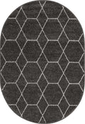 Unique Loom Trellis Frieze Collection Area Rug - Geometric (4 x 6 Oval, Dark Gray/ Ivory)