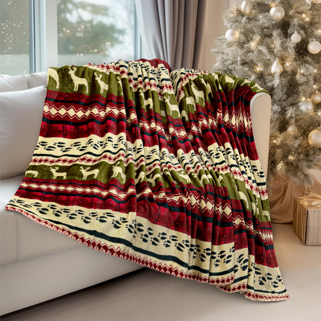 Pavilia Christmas Throw Blanket | Red Christmas Holiday Fleece Blanket | Soft, Plush, Warm Winter Cabin Throw, 50X60 (Red Christ
