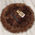 TENNOLA 2ft Small Round Brown Rug,Thick Furry Fluffy Carpet for Teen,Sheepskin Fur Shaggy Circular Rug for Indoor Bedroom Room L